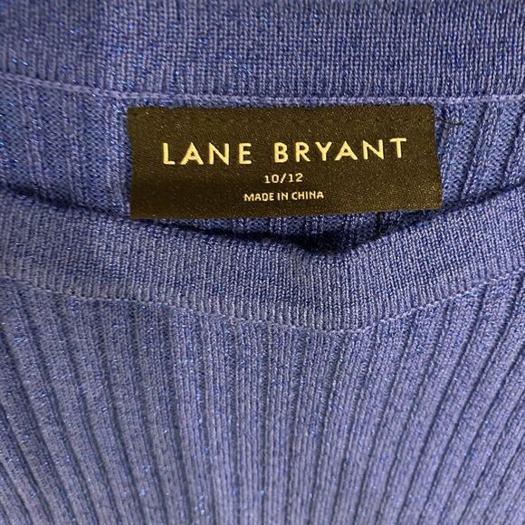 Lane Bryant 3/4 Sleeve Metallic Blue Knit Sweater Top Size 10/12 NWT - Picture 6 of 10